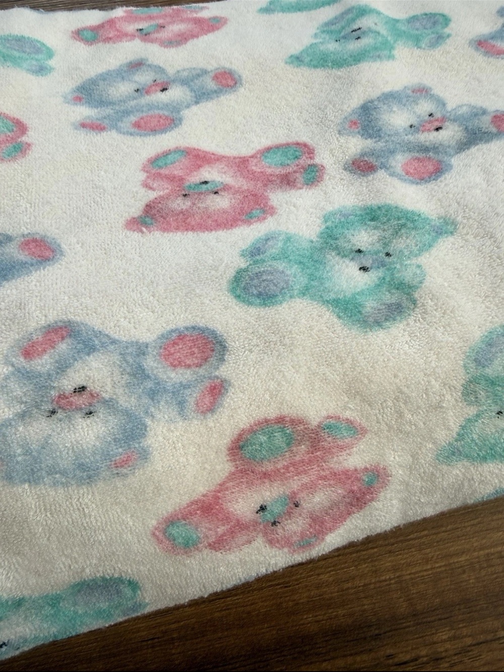 Vintage 90s Baby Teddy Bears Terrycloth Fabric 2 Yard + 11”L x 78”w Wide Width